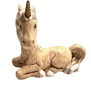 Elegant Tan Unicorn Sculpture